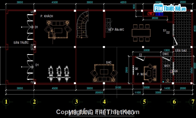 nhà mặt phố,Bản vẽ nhà phố,nhà phố 8m x20m